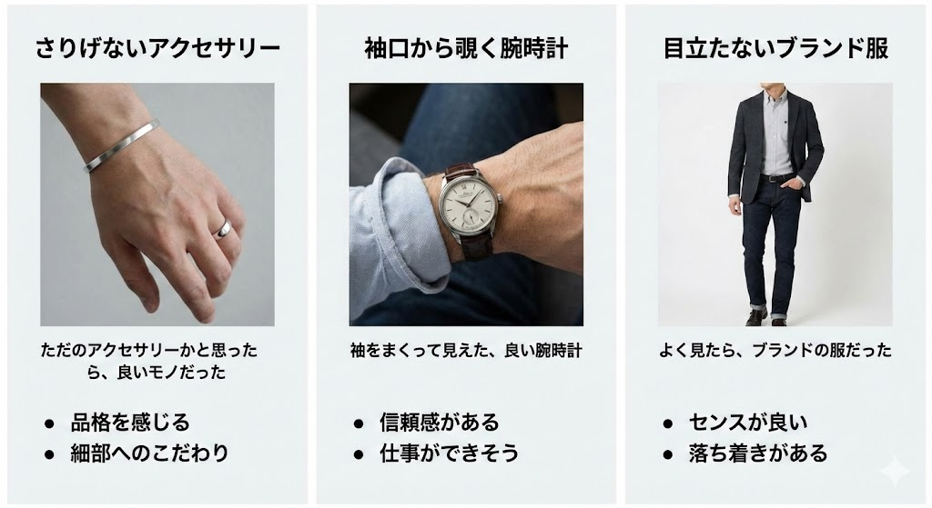 さりげなく高級ブランドをつけているときの印象