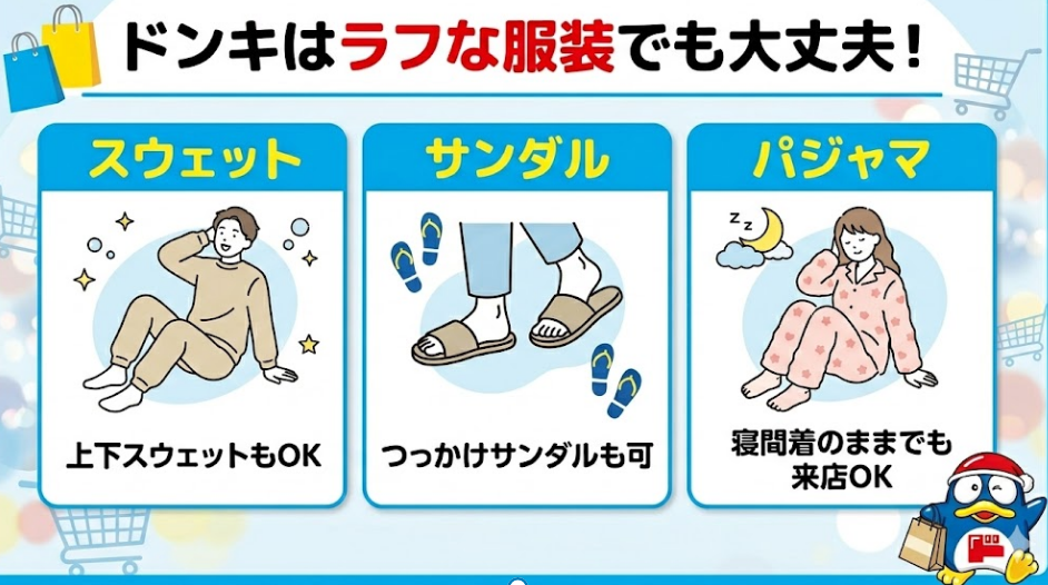 ドンキはラフな服装でいい
