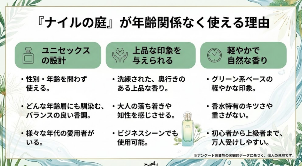 ナイルの庭が年齢関係なく使える理由
