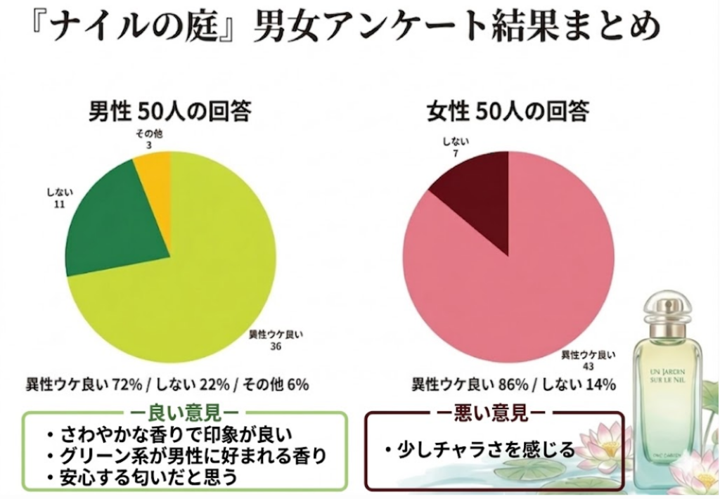 ナイルの庭がモテるかのアンケート